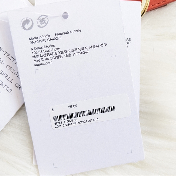 & Other Stories Coral Orange Suede Leather & Rope Double Buckle Belt | Size M - Picture 12 of 14